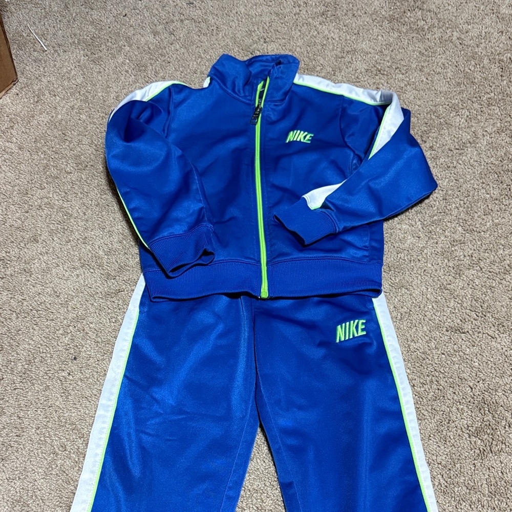 Nike Blue Youth Track Jacket and Pants with Neon Green Accents